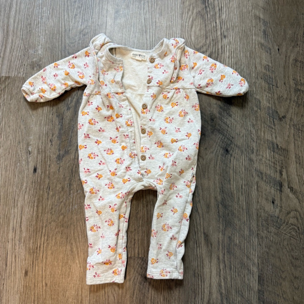Cream and Orange Footies One Piece with Cozy Full Coverage